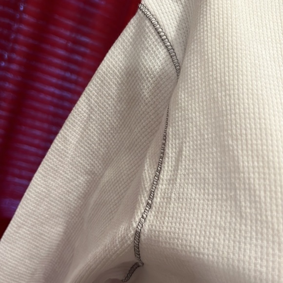 Warm Essentials by Cuddl Duds. White long sleeve vneck Henley - Picture 5 of 8